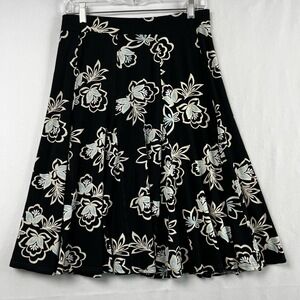 Hanna Andersson Skirt Womens Small Black Floral Flowy Casual Pull on Stretch